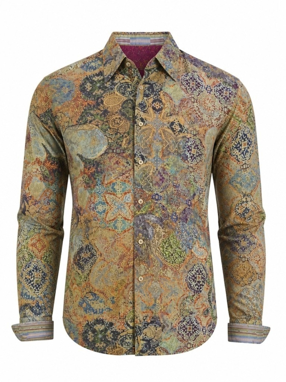 Robert Graham Size L -Colorful Paisley Print Top in Purple, Orange, Green, Etc